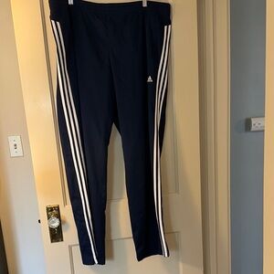 Adidas Men’s XL Climalite Navy Track Pants with White Three‑Stripes